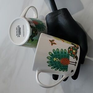 Starbucks 2008 Kids Mugs Colorful Green and White with Zoo Safari Animal Accents